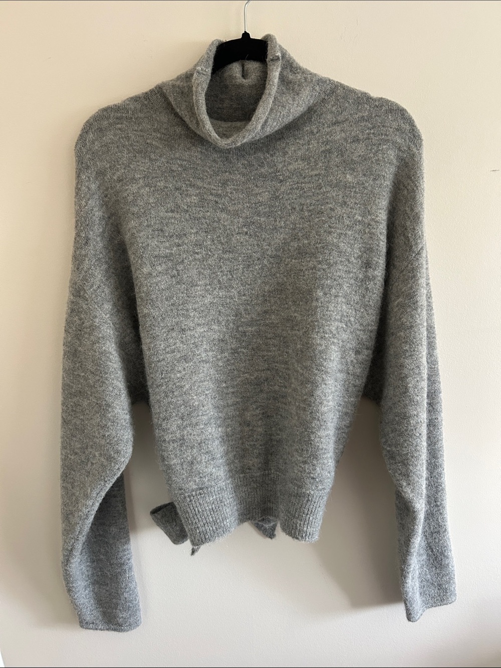Wilfred Cozy Heather Gray Turtleneck Sweater with Bow, Size L